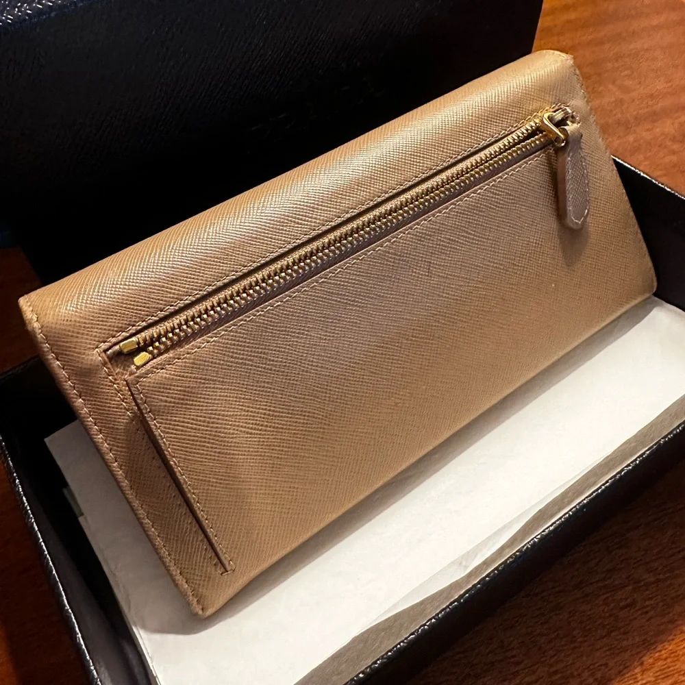 Prada Saffiano Long Wallet Camel - Picture 3 of 16